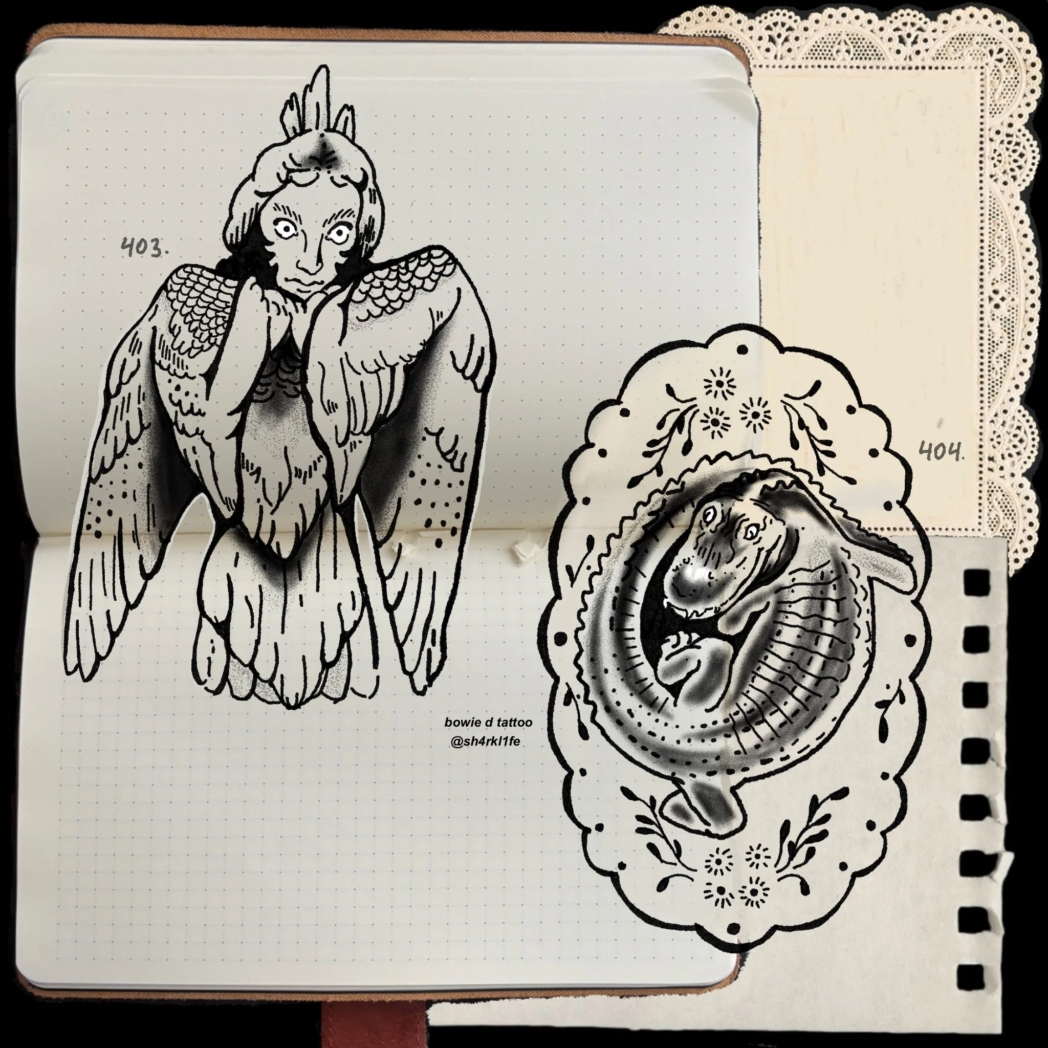 harpy tattoo design. alligator tattoo design. gothic tattoos.