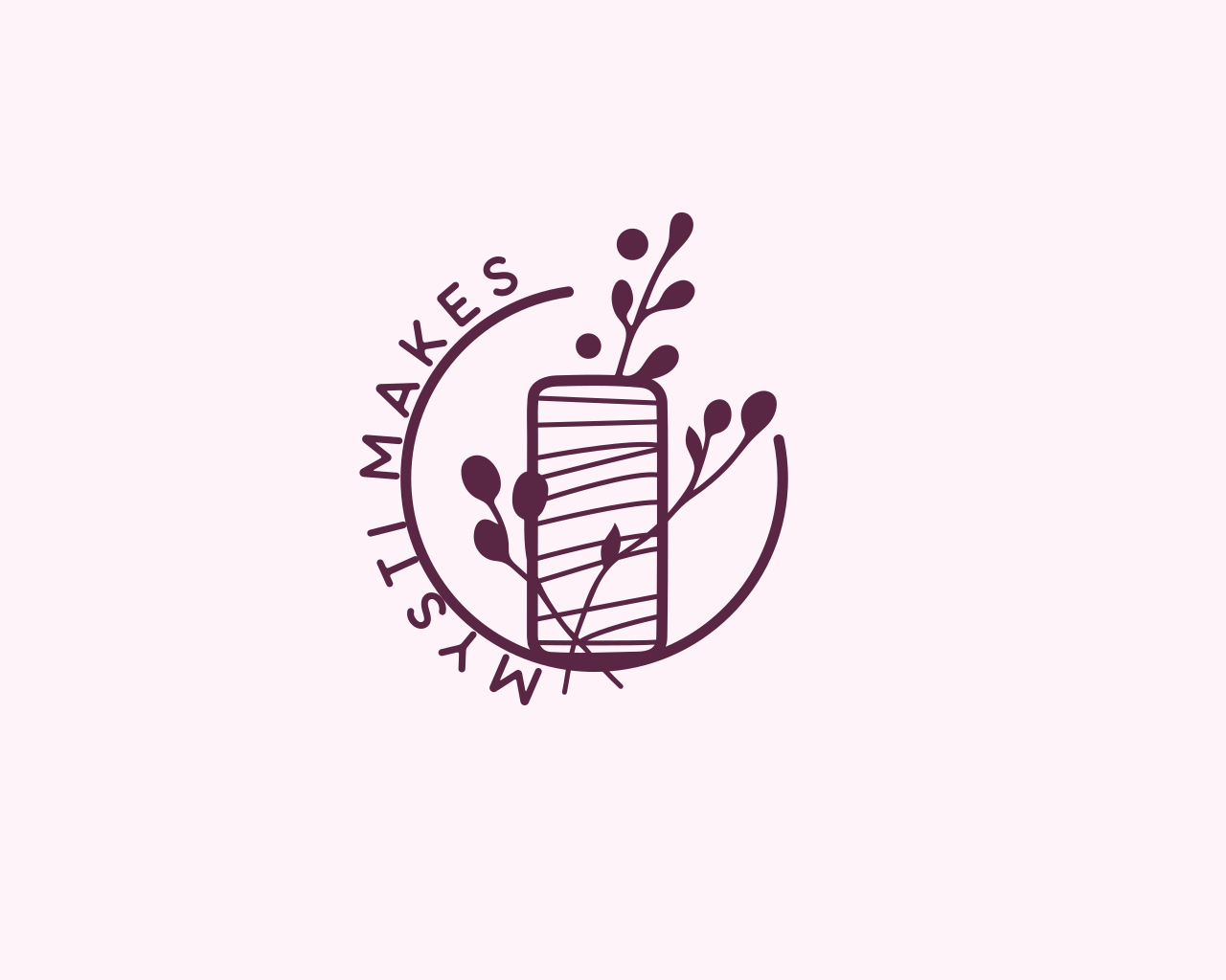 Minimalist logo for Musti Makes, featuring a loaf of bread with plant sprigs around it, and the text "MUSTI MAKES" in a circular arrangement.