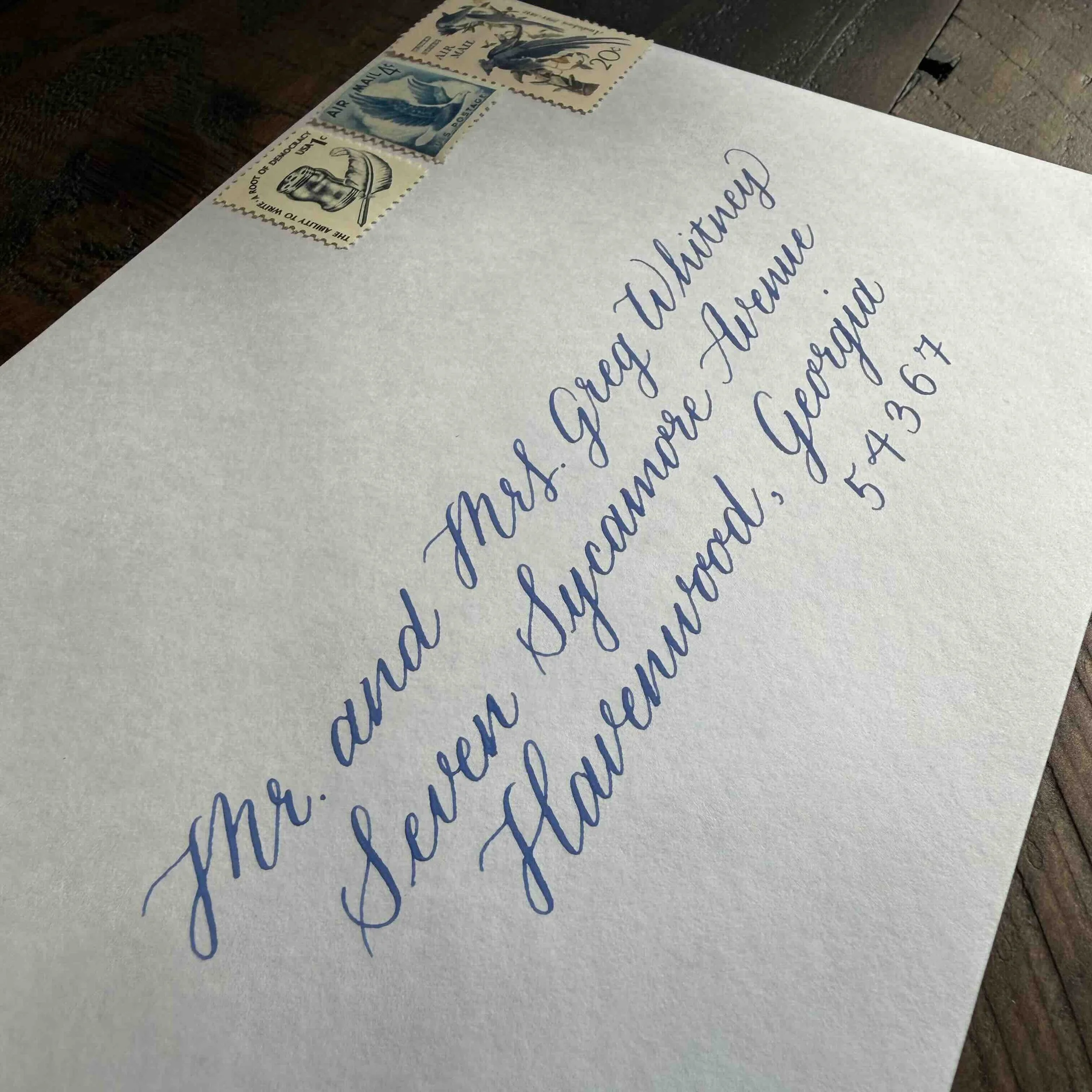 Envelope addressing modern script calligraphy