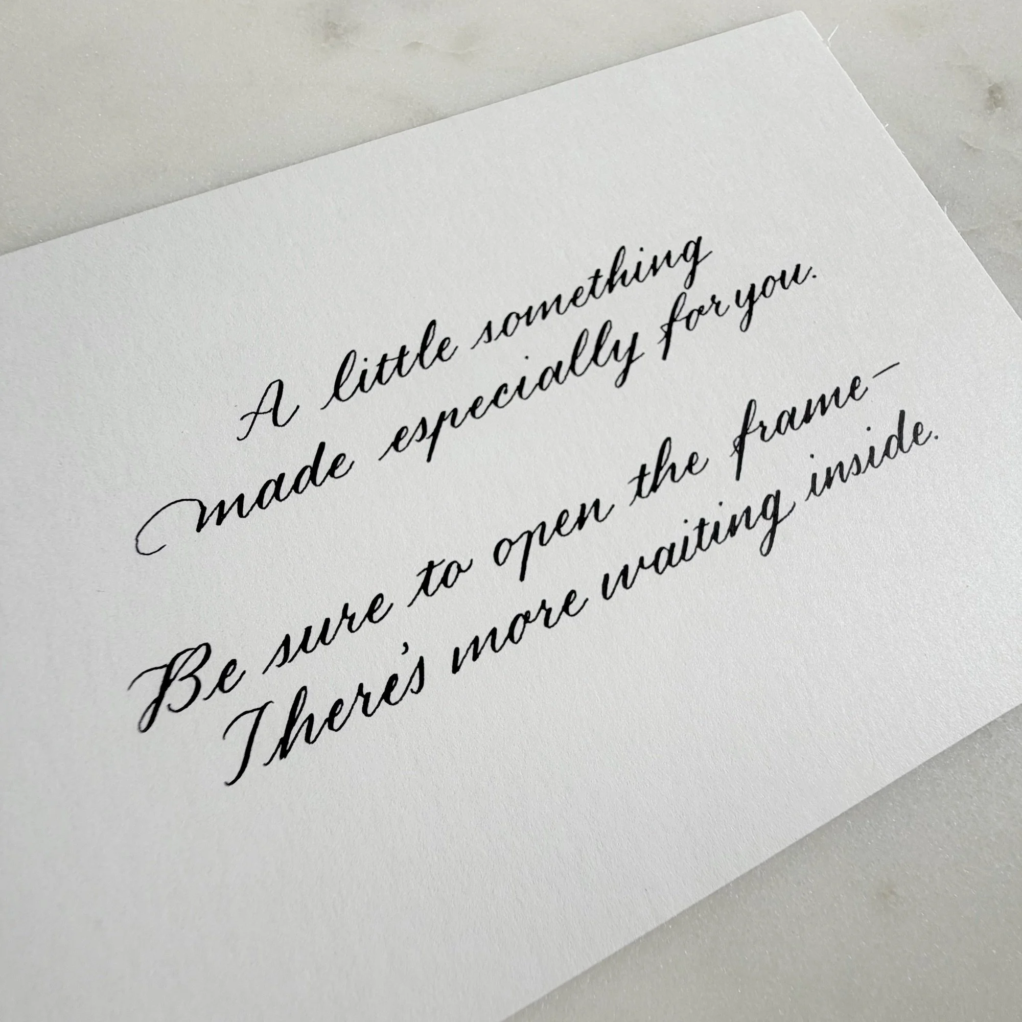 Modern script calligraphy gift message