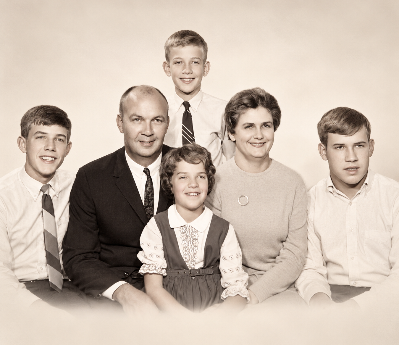 The family, 1968. Don's at the far right, a little too bulked up to button his collar.