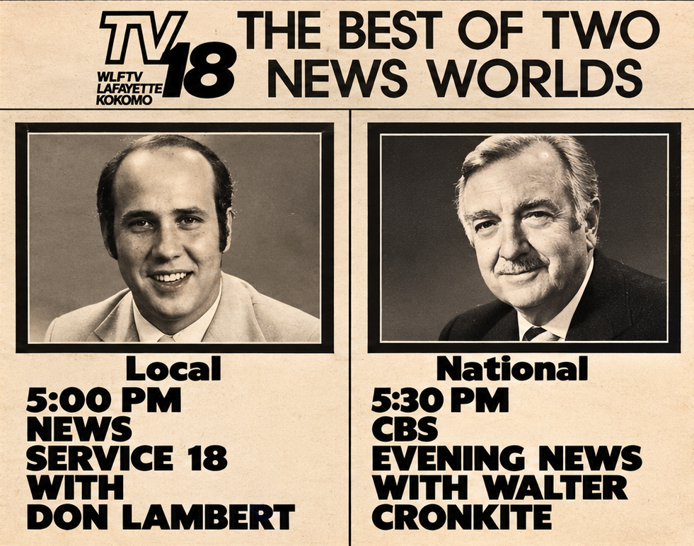 Sharing the spotlight with his broadcast hero, Walter Cronkite.