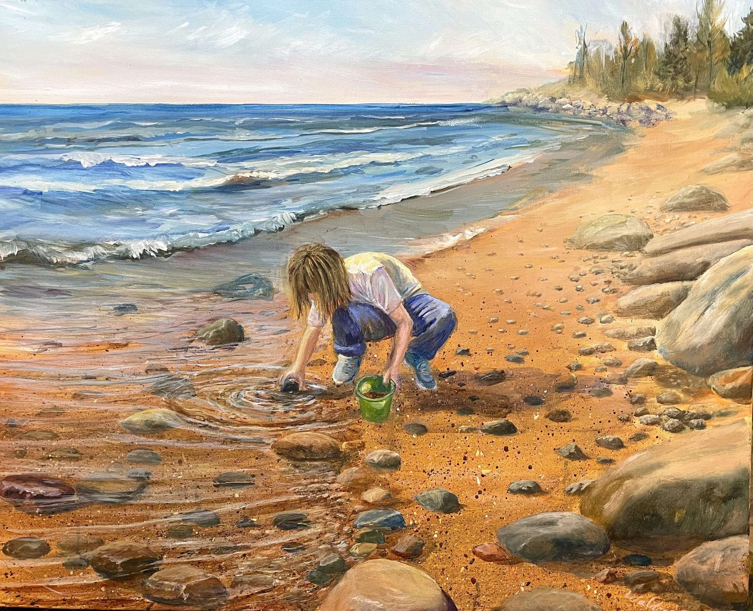 The Rock Collector, acrylic, 18 x 24 in