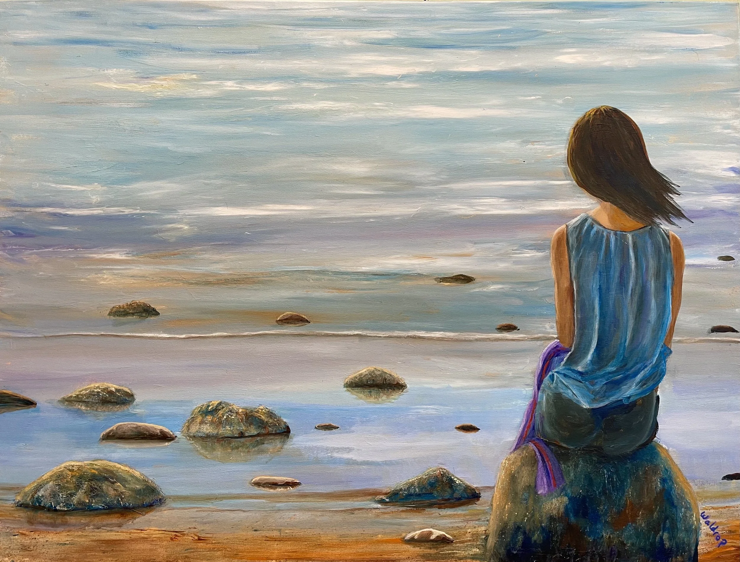 Beach Meditation, acrylic, 24 x 36 in