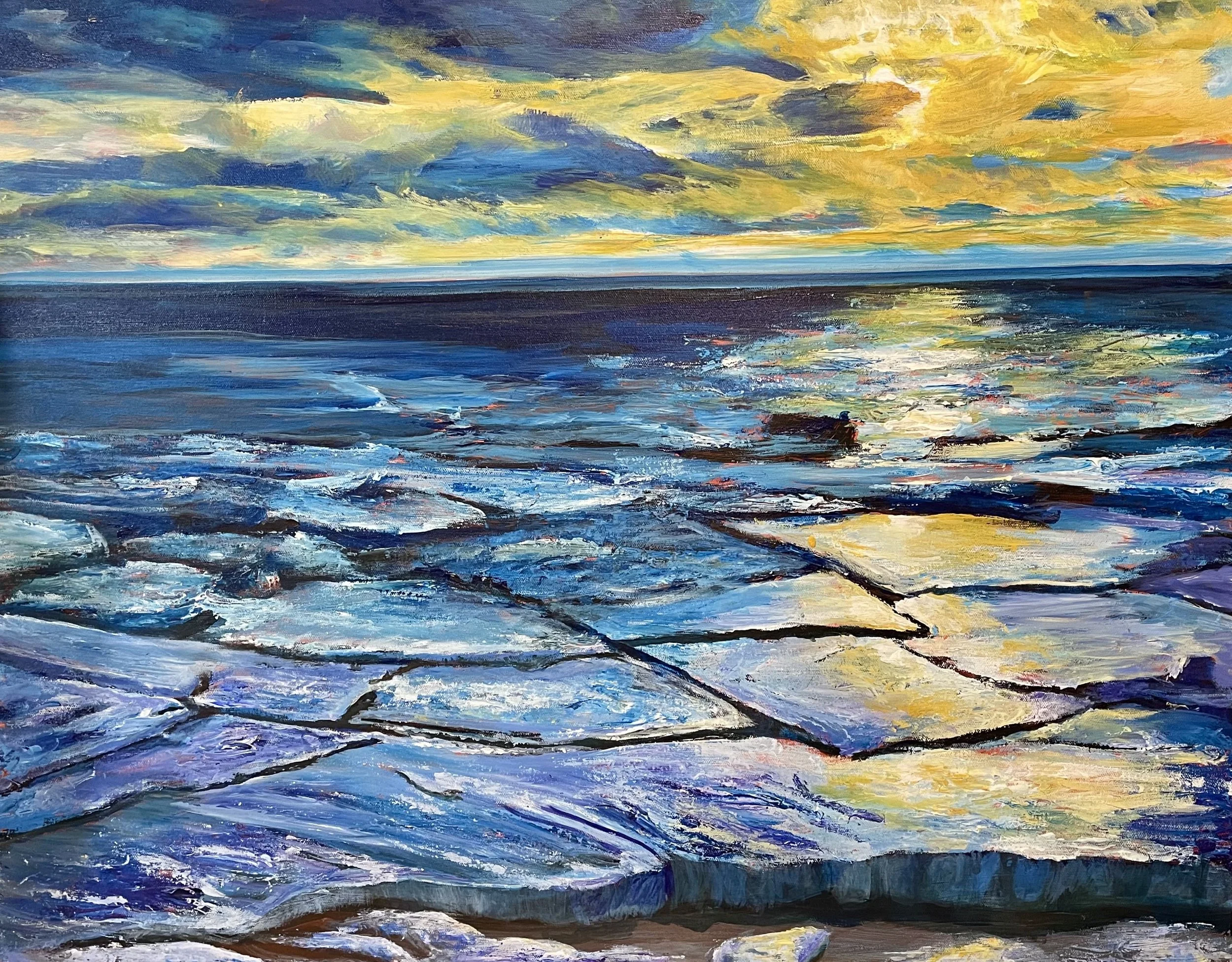 Ice Floes  Acrylic Paste, Acrylic  24 X 36 in
