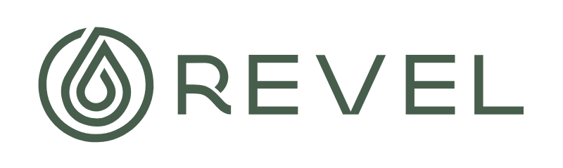 Revel logo with a stylized drop icon next to the word 'REVEL' in green text.