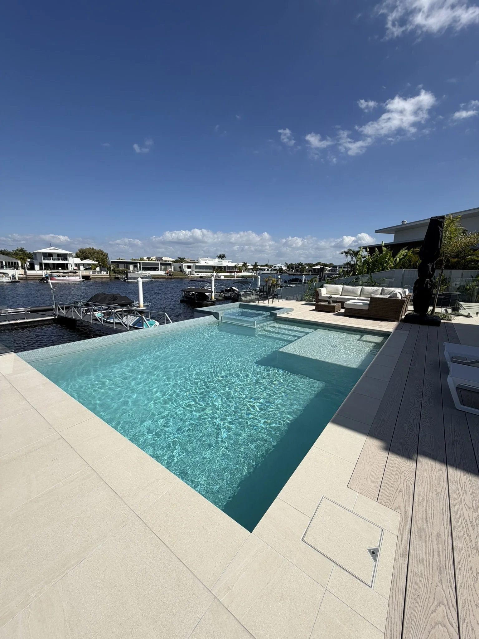 Luxury backyard swimming pool Pelican Waters Queensland