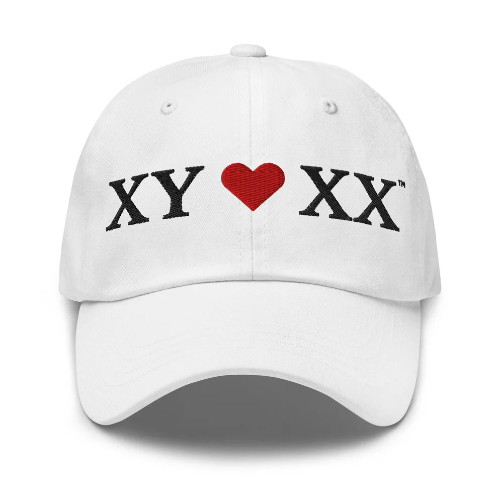 Hat with XY heart XX embroidery