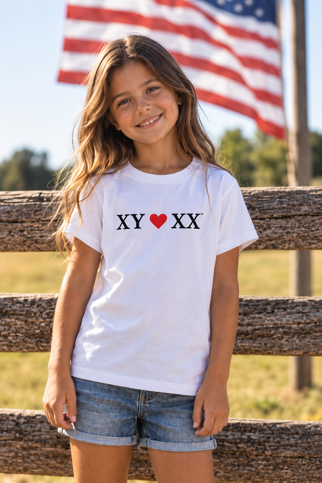 Smiling Girl by the American Flag.png