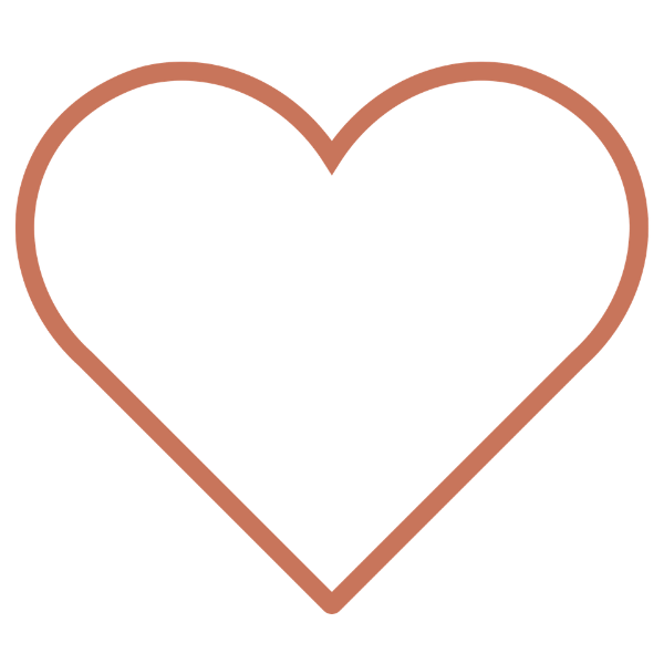 A heart outline with a copper-colored border.