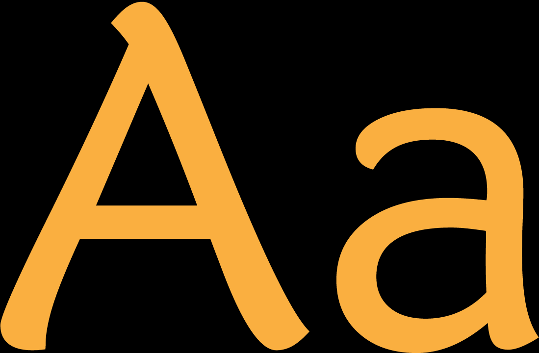 Large orange uppercase and lowercase letter 'A' on a black background.