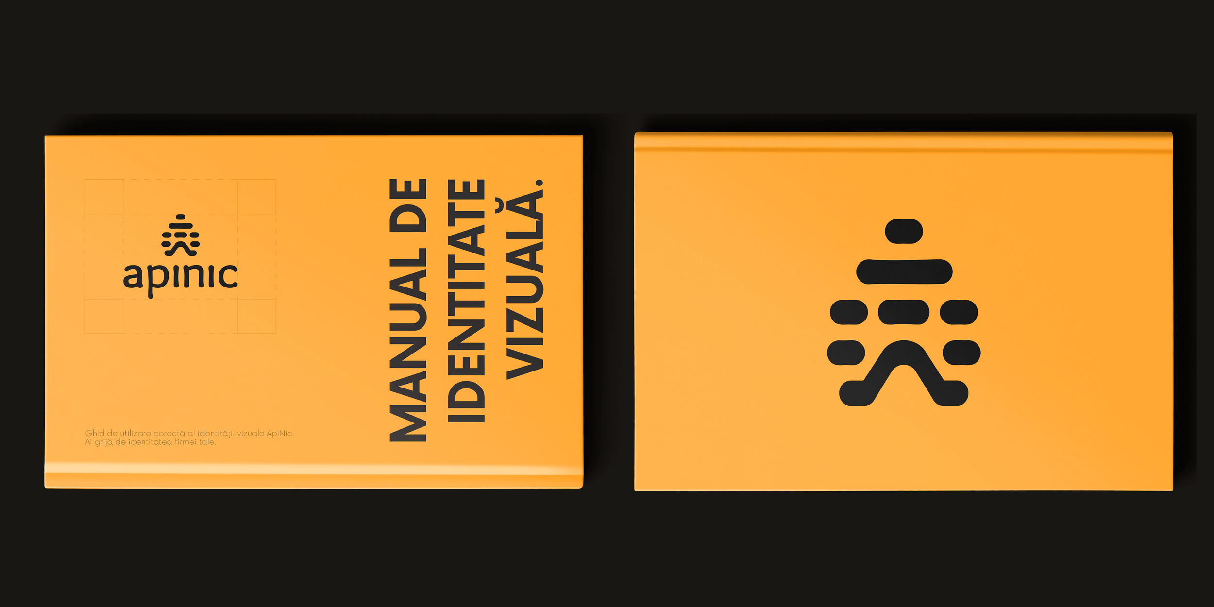 Orange COVID-19 safety warning card with a black icon of a person wearing a mask and text in Romanian that instructs checking the ID and vaccination status for entry.