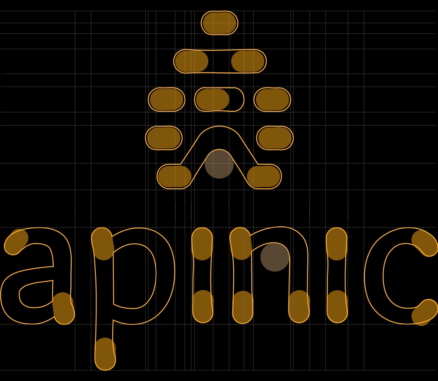 Close-up of a digital screen displaying the words "Happy New Year" in orange glowing text on a black background.