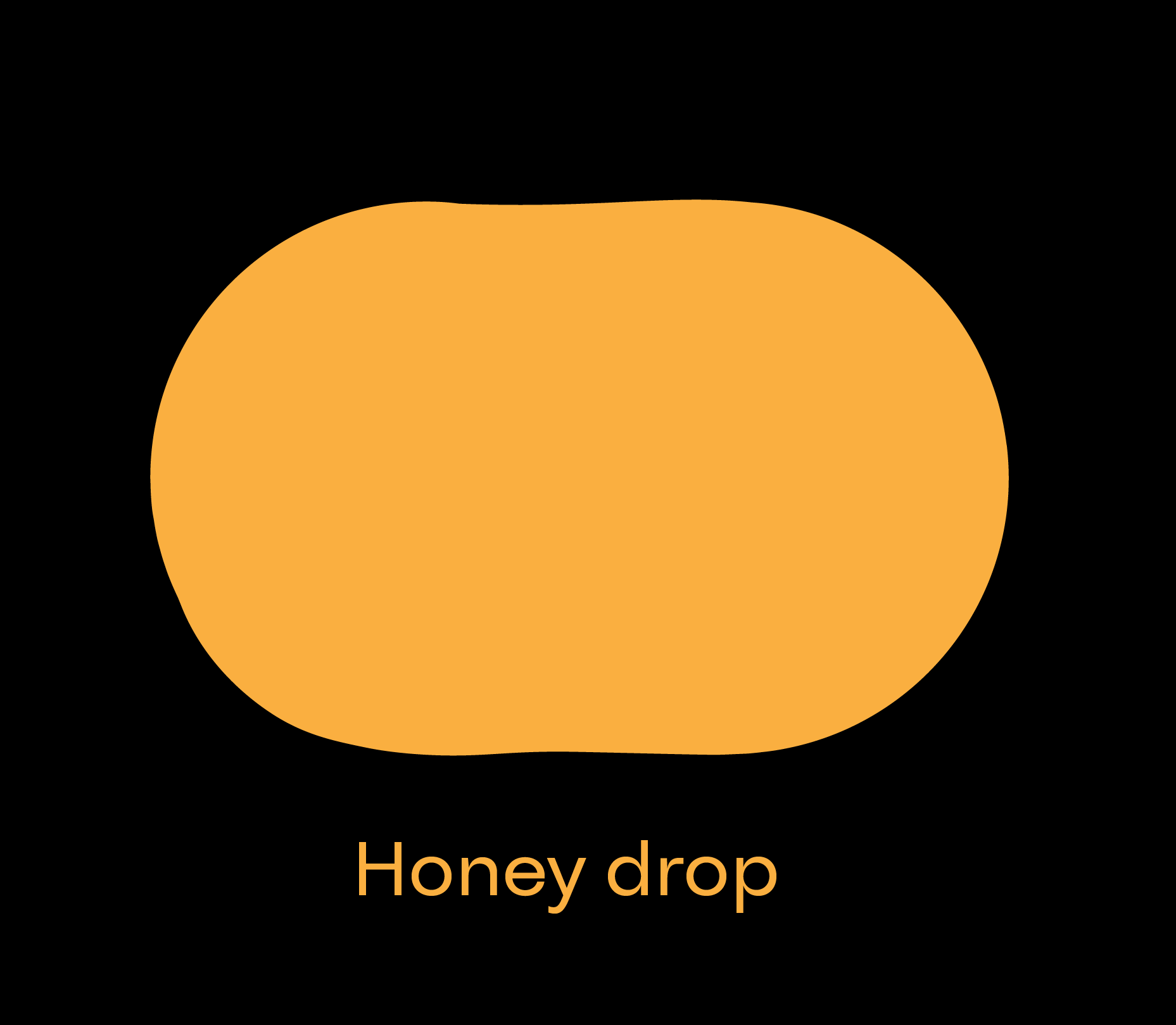 A stylized orange droplet shape with the text "Honey drop" written below it.