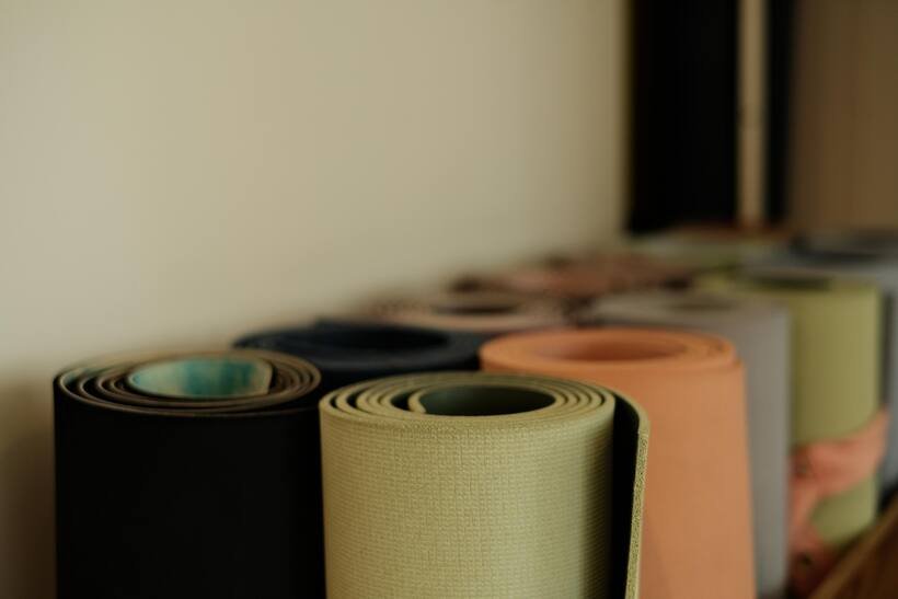 Mats rolled and ready before class