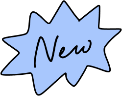 A blue starburst shape with the word 'New' written in black in the center.