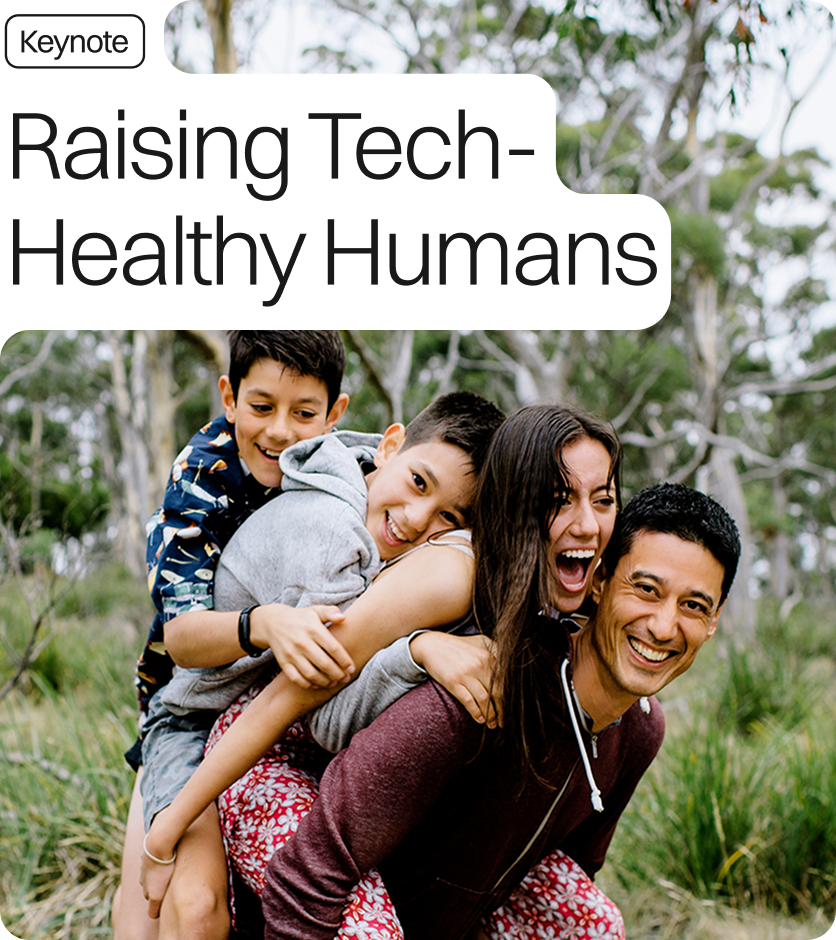 Daniel Sih carries his three children on his back. Two boys and a girl hold on with smiles on their face.
