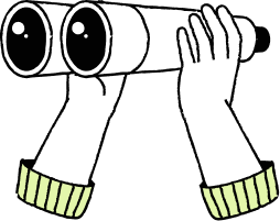 An illustration of hands holding binoculars