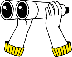 An illustration of hands holding binoculars