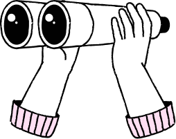 An illustration of hands holding binoculars