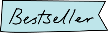 Light blue ribbon with the word 'Bestseller' written in black script.