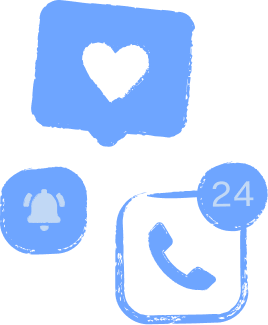 Smartphone screen showing social media notification, message, and call icons with number 24.