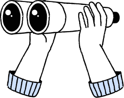 An illustration of hands holding binoculars