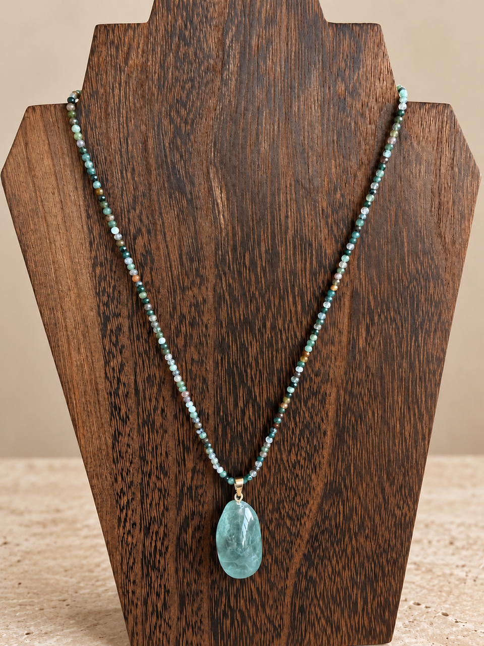 Fluorite and Tourmaline Gemstone Necklace