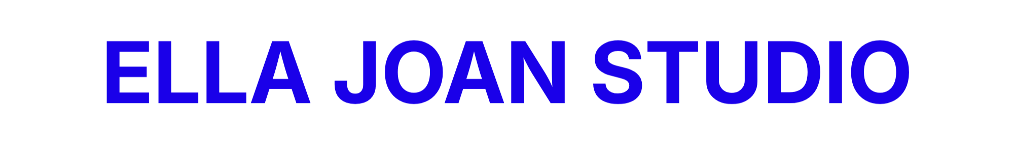 Text in blue and black reading "ELLA JOAN STUDIO" on a transparent background.