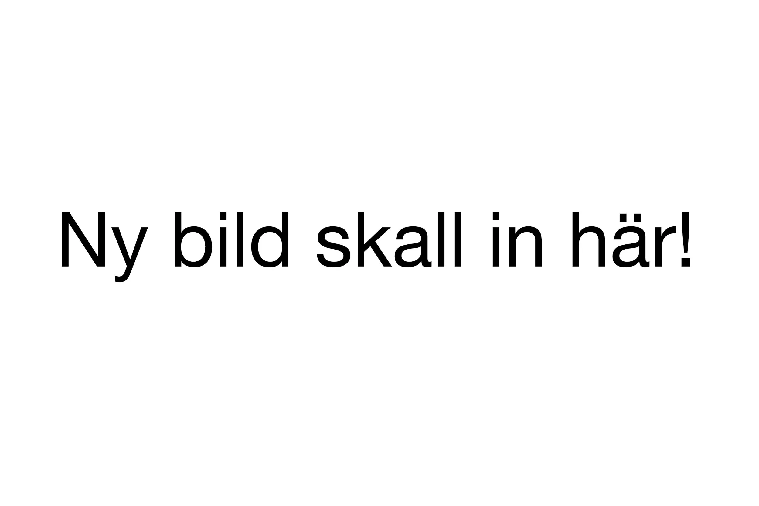 En bild med texten 'Ny bild ska in här!' på en vit bakgrund.