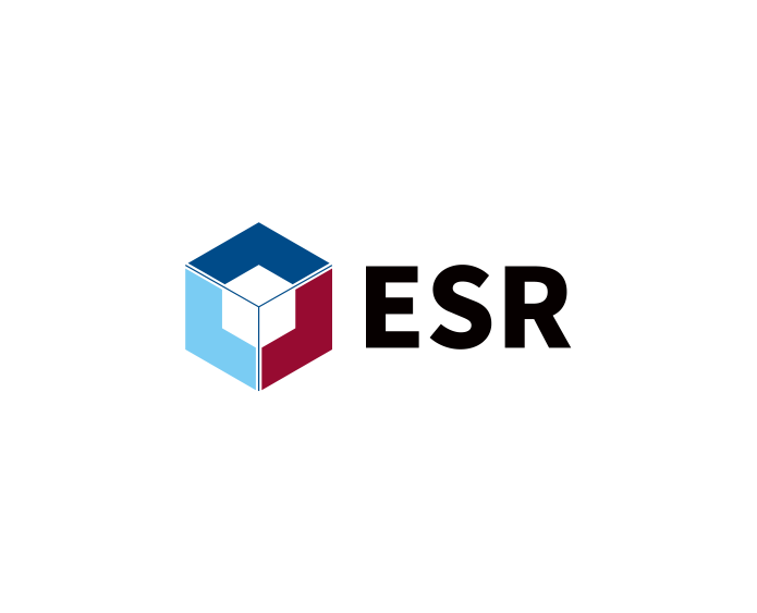 A logo featuring a 3D cube with sides colored blue, light blue, and red, with the letters 'ESR' next to it.