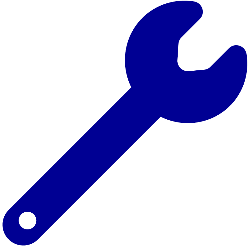 Blue wrench illustration on a black background