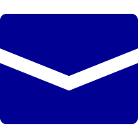 Blue envelope icon with black flap
