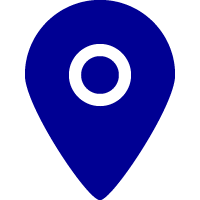 Blue map pin icon with black circle inside