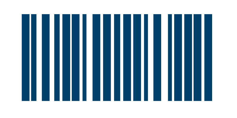 Blue barcode on a white background