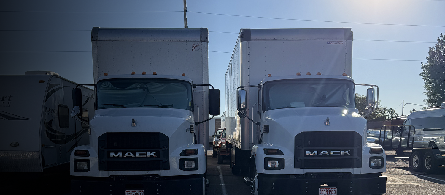 Monument moving company trucks ready for relocation