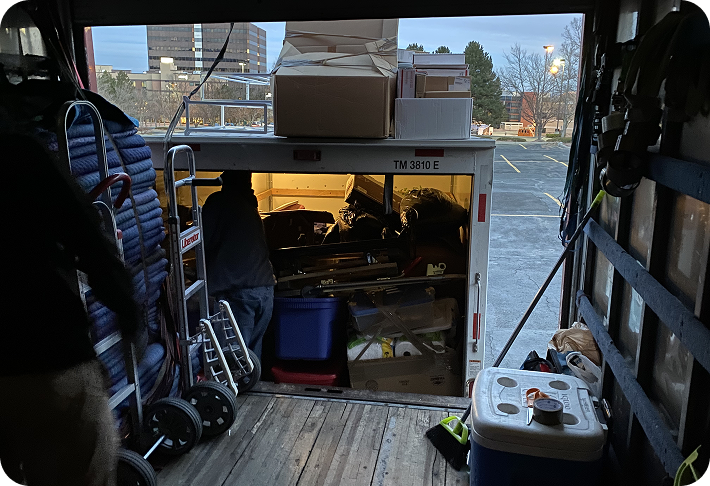 Gym equipment loading and moving truck transport