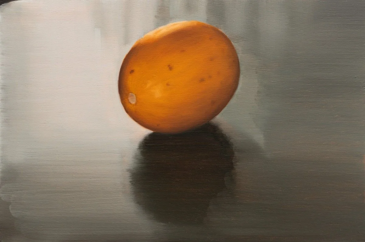 Candy melon, 2023, oil on board, 26.5 x 40 cm