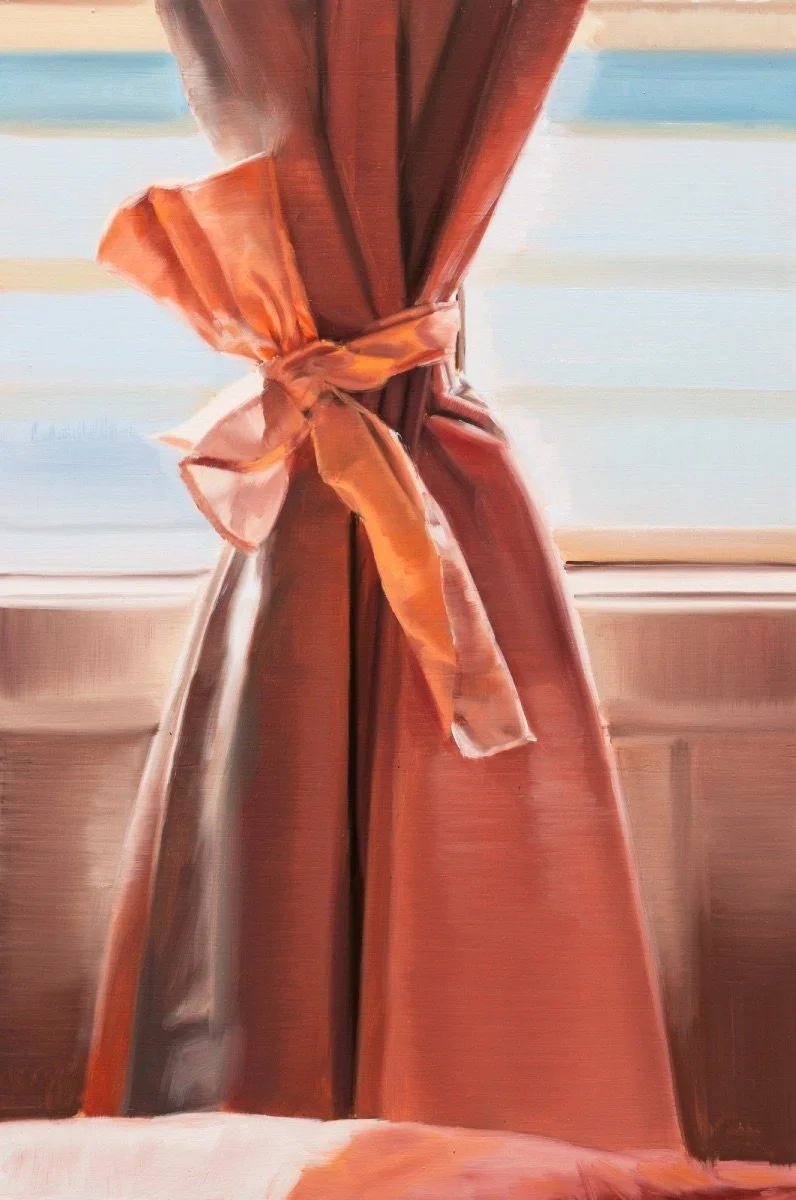 Bedroom window, 2025, oil on board, 48 x 32 cm