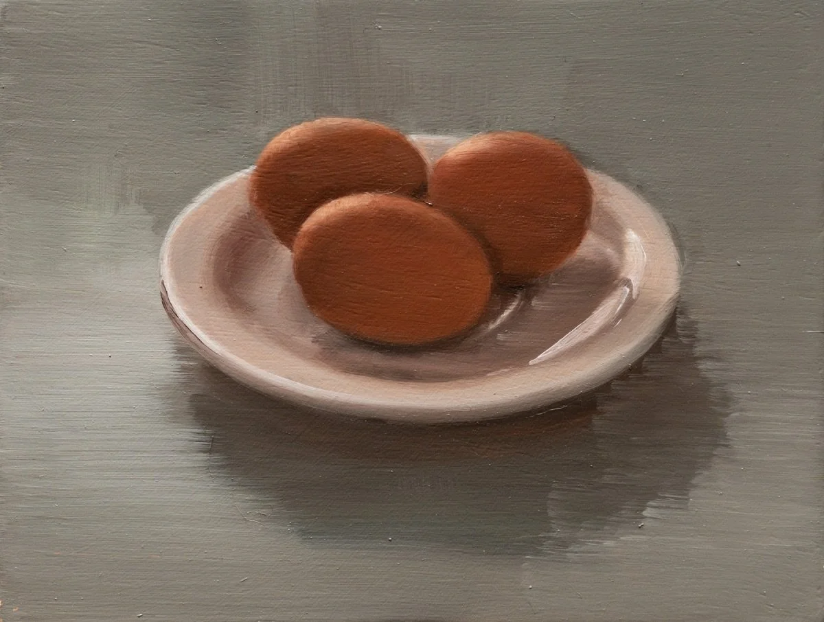 Eggs, 2023, oil on board, 15 x 21 cm