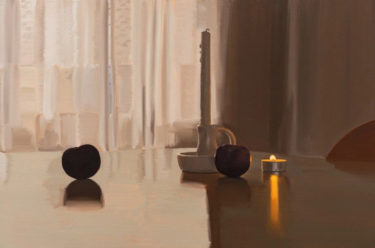 Two forms of illumination, 2024, oil on board, 40 x 60 cm