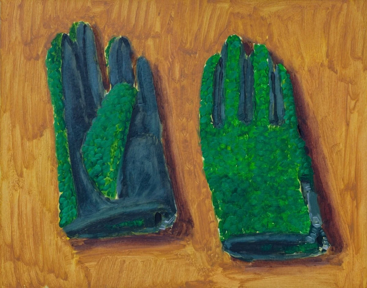 Gloves, 2020, oil on paper mounted on foam board, 19.5 x 24.5 cm
