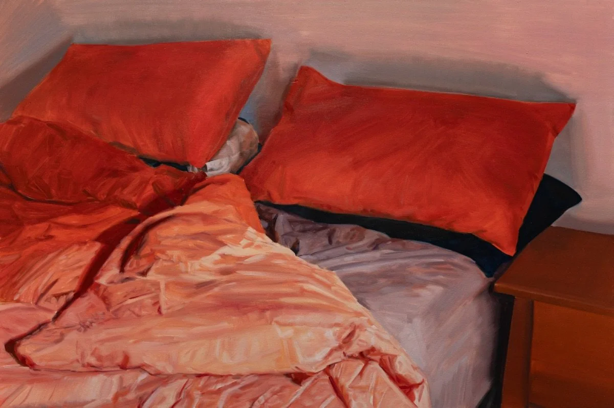 Red bed glow, 2026, oil on board, 50 x 75 cm