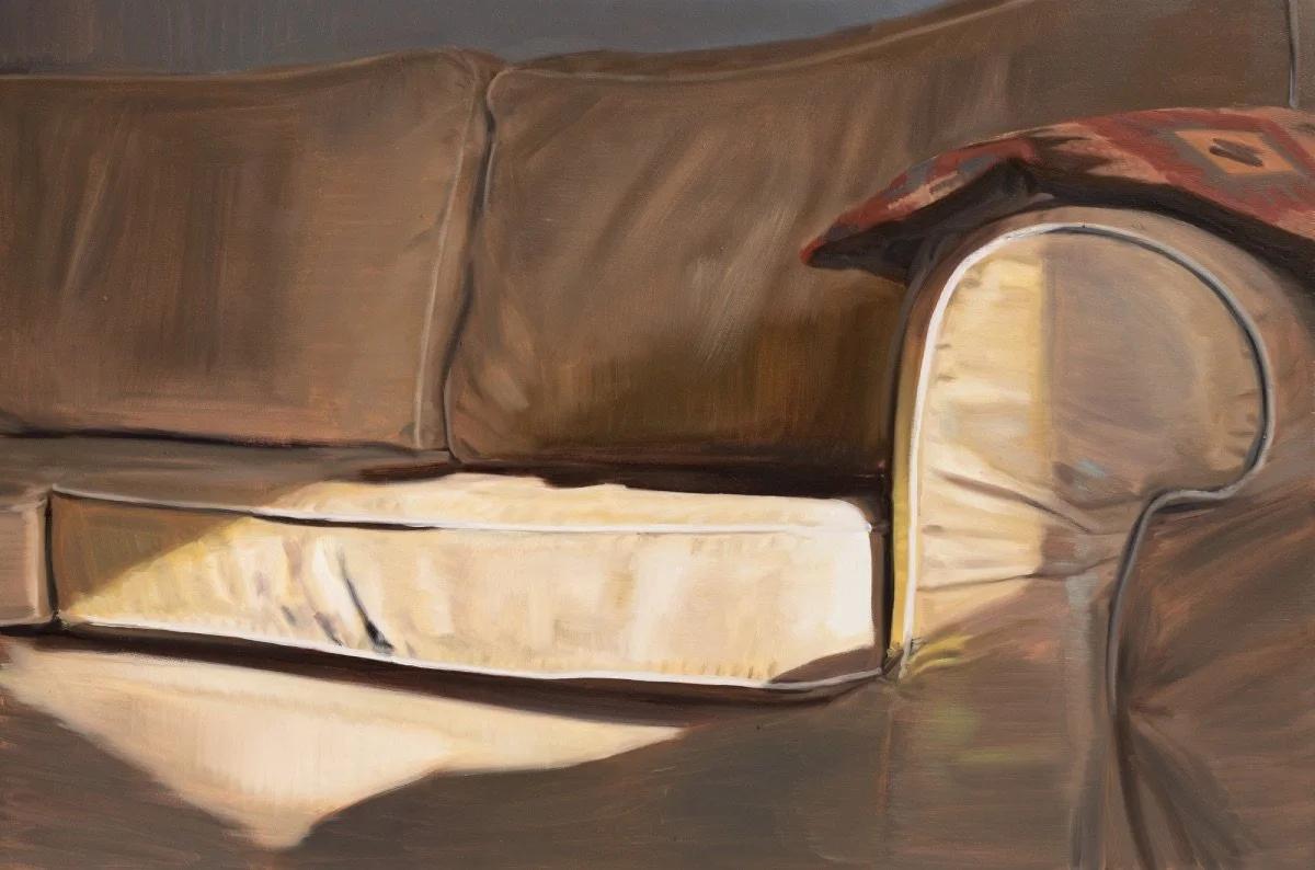 Fabric couch, 2026, oil on board, 40 x 60 cm
