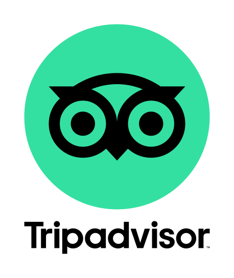 A black owl face logo with glasses on a teal circular background.