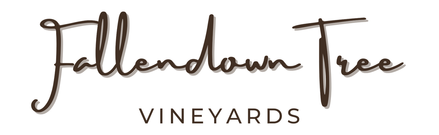 Logo for Felldown Tree Vineyards in dark brown script and block font on a white background.