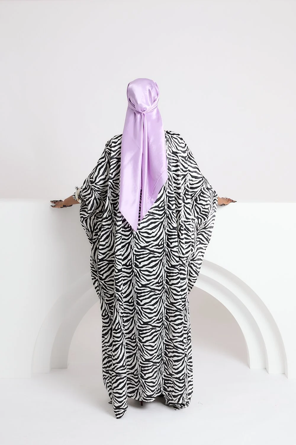 Black Zebra Print Niece Boat Neck Dress
