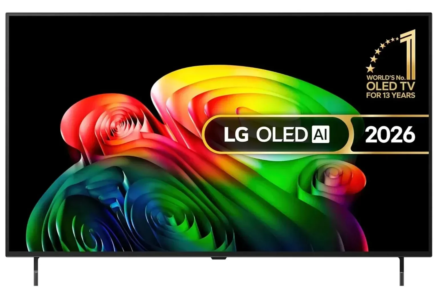 LG OLED B6 TV with a colorful abstract image on screen