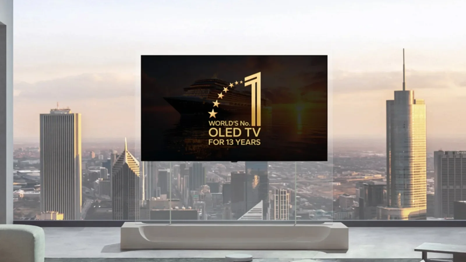 LG OLED TV showing the World's No. 1 OLED TV for 13 years badge