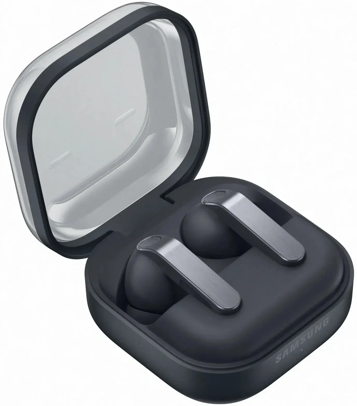 Samsung Galaxy Buds4 Pro in black inside their open case